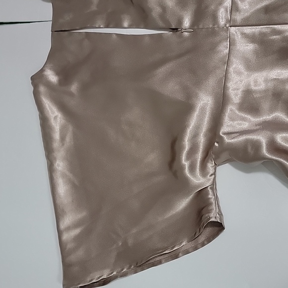 BIRDY GREYJESSE DRESS SHINY SATIN TAUPE DRESS/ SIZE  M. - Picture 13 of 14